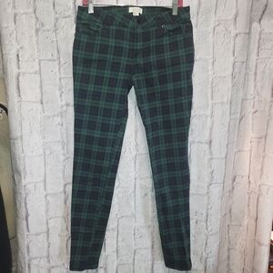 Forever 21 Green and Black Plaid Skinny Jeans